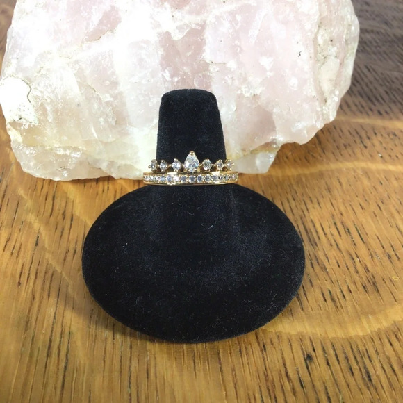 Beautiful Pave Cubic Zirconia Gold Filled Princess Tiara Ring - Size 8 - Picture 2 of 5